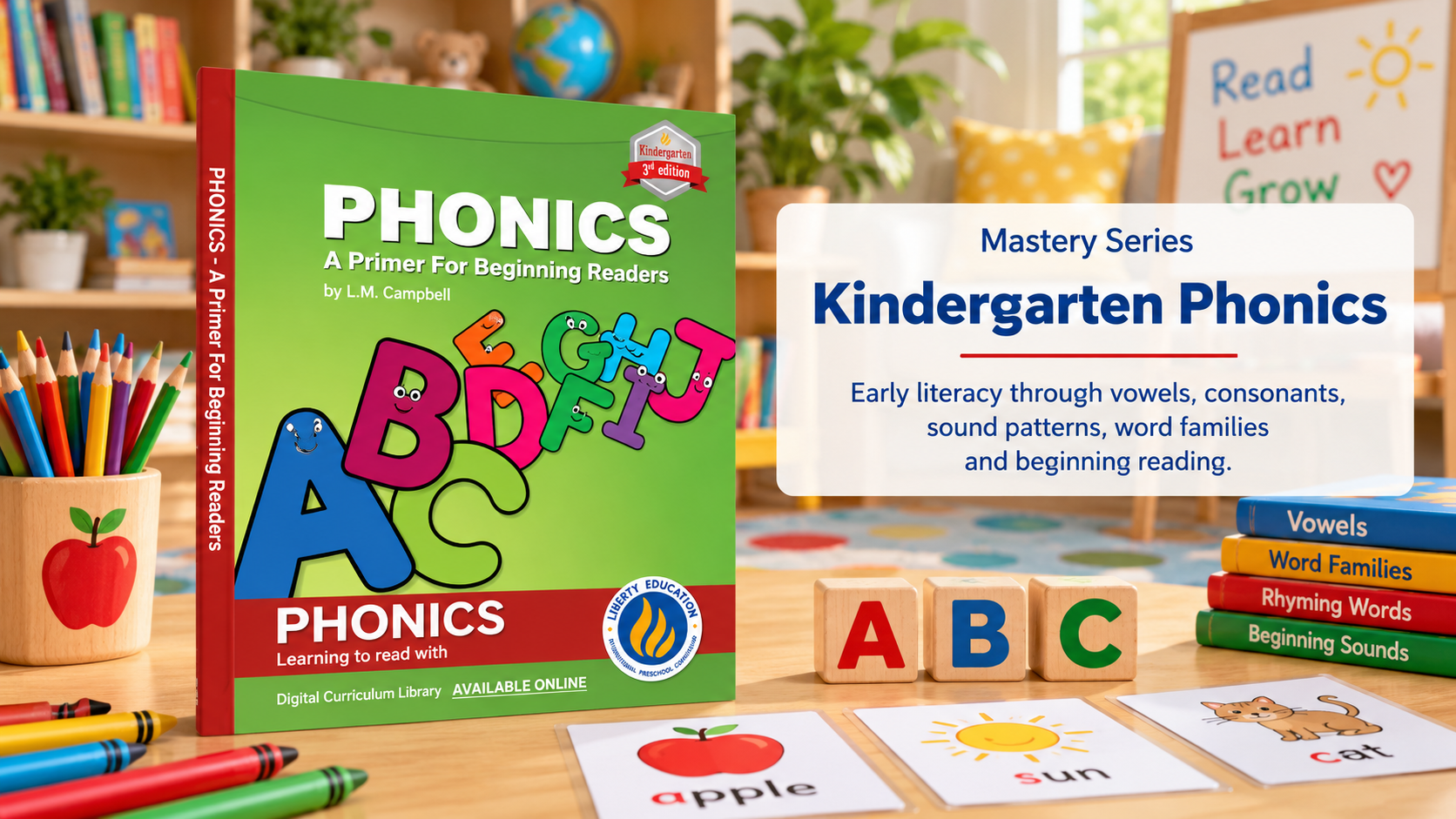 Kindergarten Phonics - A Primer for Beginning Readers, Third Edition by Liberty Education